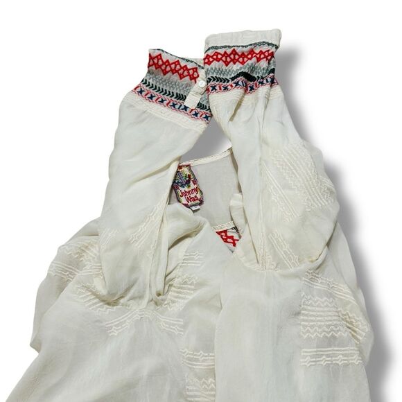 Johnny Was Button Down Blouse Size Large Women’s Boho Embroidered Top - Picture 8 of 13